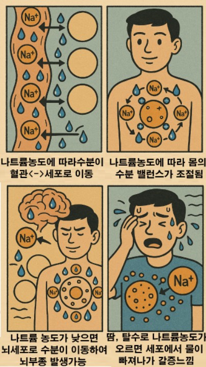 나트륨의 역할에 대한 4컷만화이미지