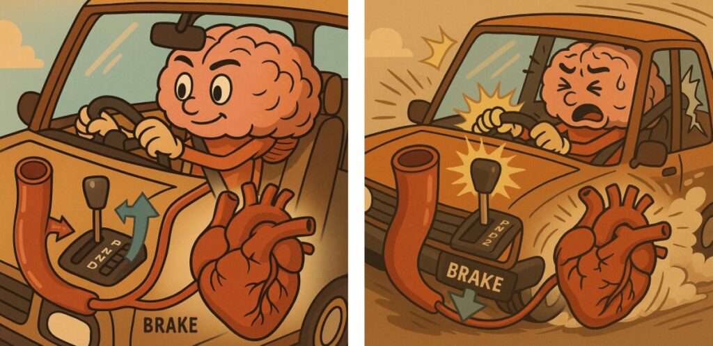 미주신경성실신을 자동차로 비유한이미지