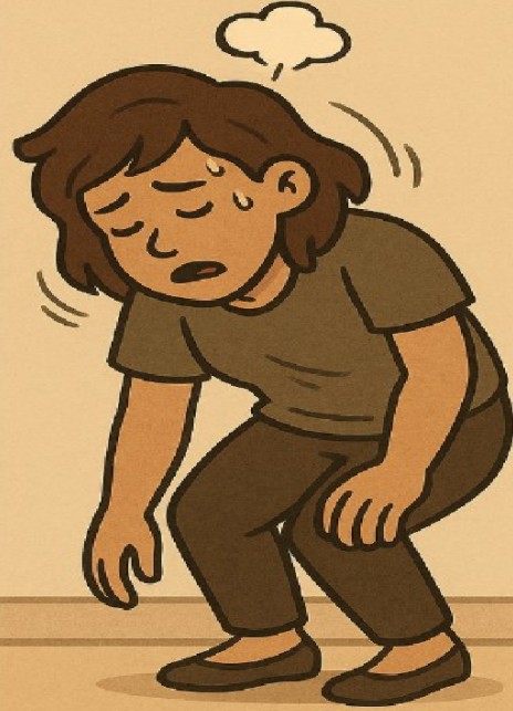 미주신경성실신의 대문사진. 어지러워 쓰러지려고 하는 여자이미지