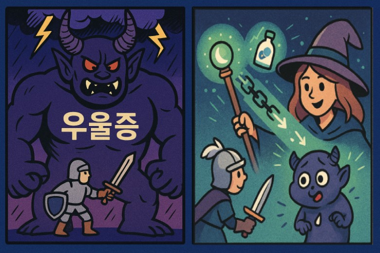 우울증약은 병을 치료하는것을 매우 쉽게 해준다는 이미지