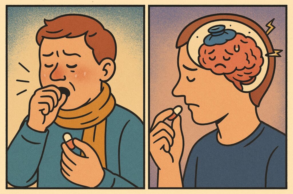 우울증이 마음의 감기임을 나타내는 비유 이미지