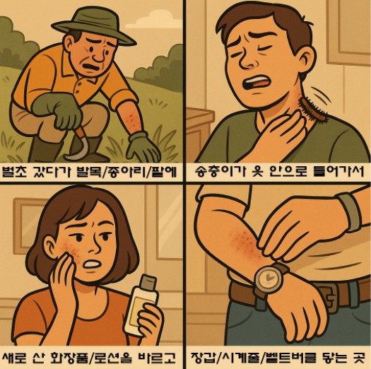 접촉두드러기의 대표적인 전형적상황들