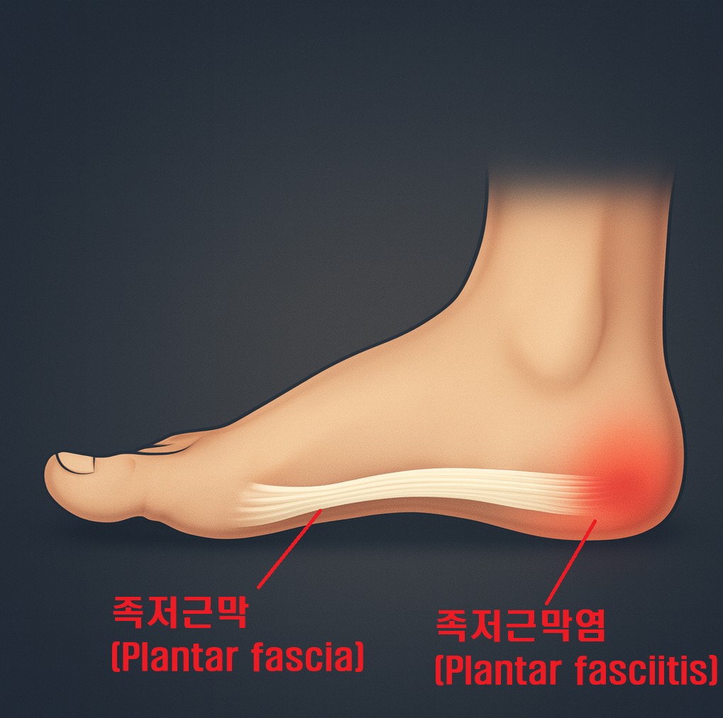 족저근막염의 위치를 보여주는 이미지