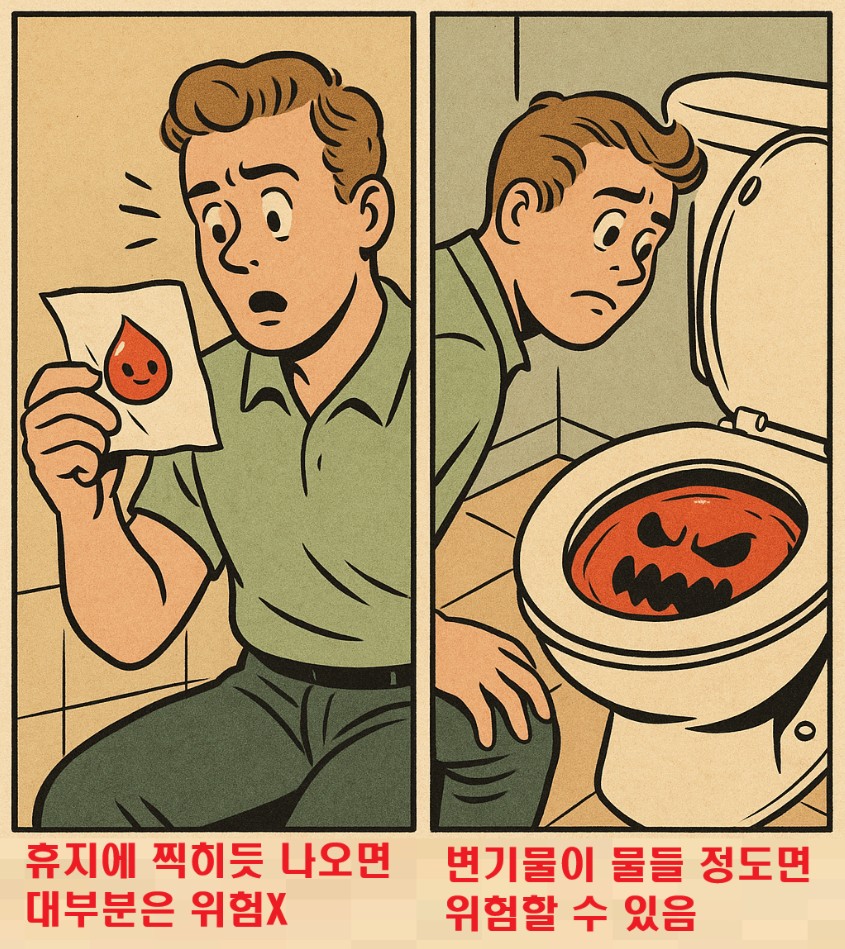 혈변의 종류와 위험성을 구분하는 이미지