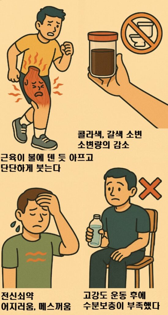 횡문근융해증을 의심하는 정황과 증상들