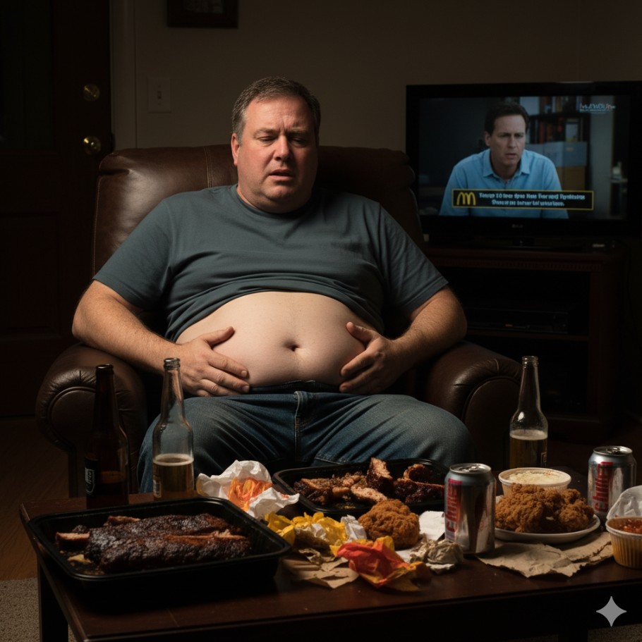 과식 후 더부룩한 남성의 이미지