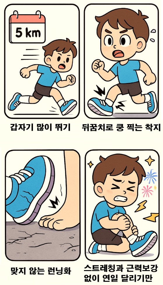 발바닥통증의 원인 4컷 만화이미지