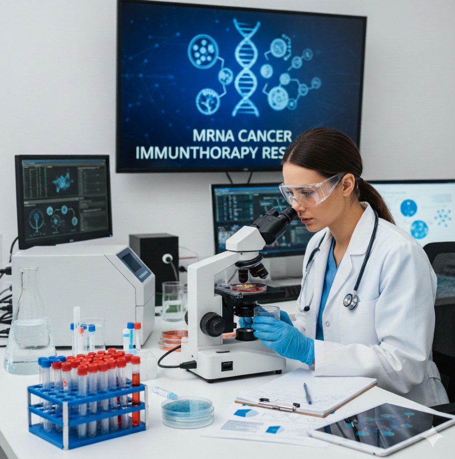 암 면역치료를 보여주는 전문가의 사진