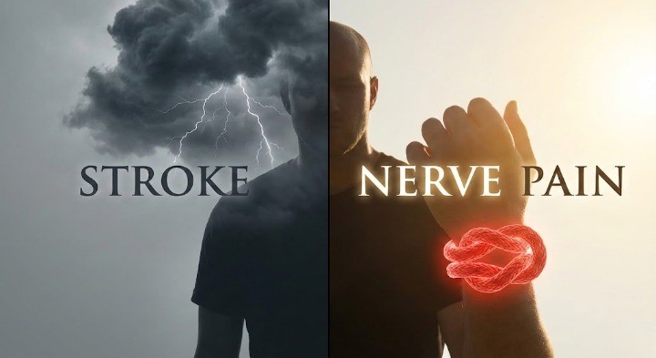 뇌졸중과 말초신경압박을 비교하는 이미지