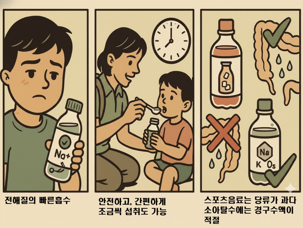 경구수액의 장점에 대한 세컷만화