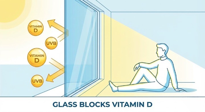 창문이 햇빛과 비타민D를 막아준다는 이미지