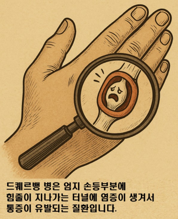 드퀘르뱅병의 대략적인 발생원인을 보여주는 이미지