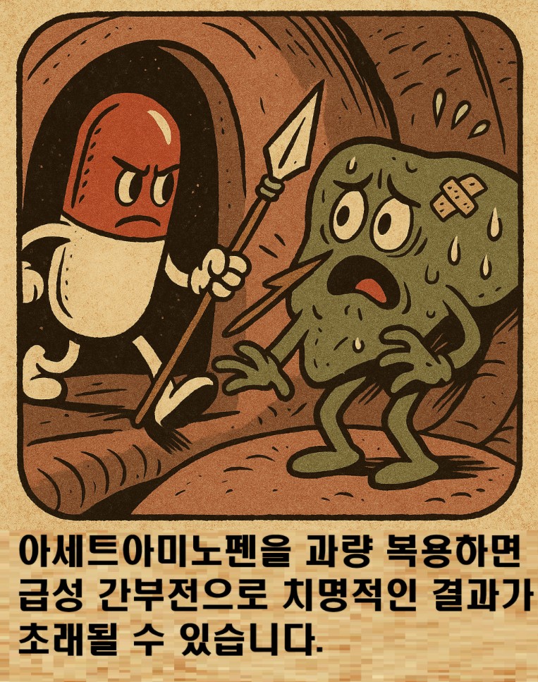 아세트아미노펜과량복용이 간손상을 일으킨다는 이미지