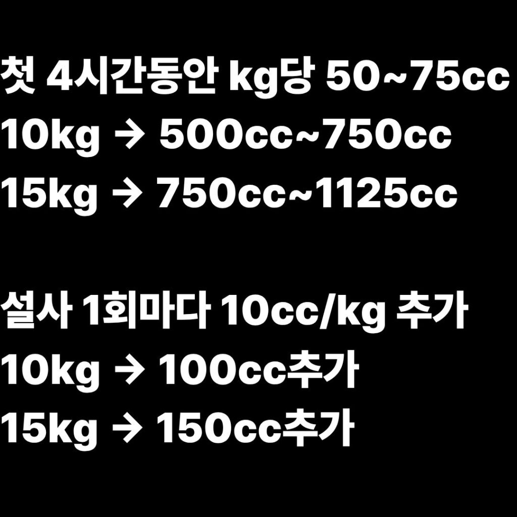 소아탈수 경구수액량 이미지