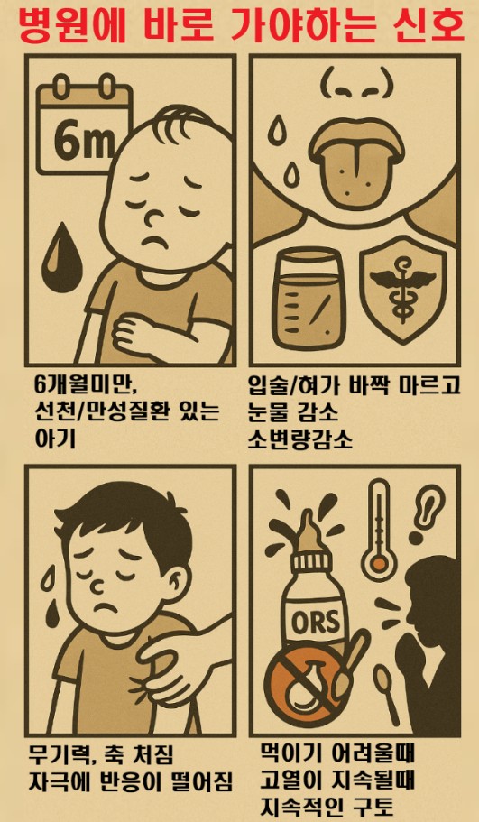 소아탈수에서 빨리 병원에 가야하는 신호 이미지