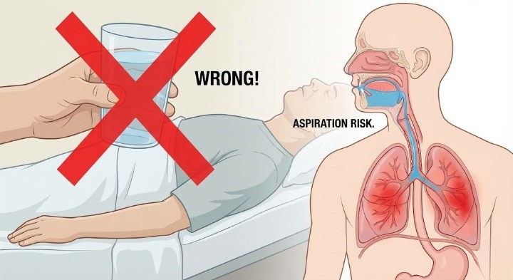 의식이 없을때 물을 마시면 안된다는 이미지