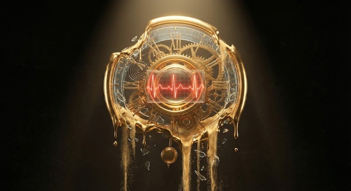 심전도의 위급한느낌이 있는 시계에서 시간이 흘러가는 이미지