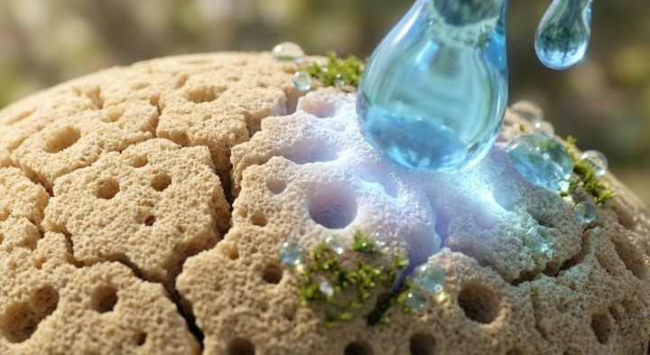 마른 땅에 수분이 공급해지는 이미지