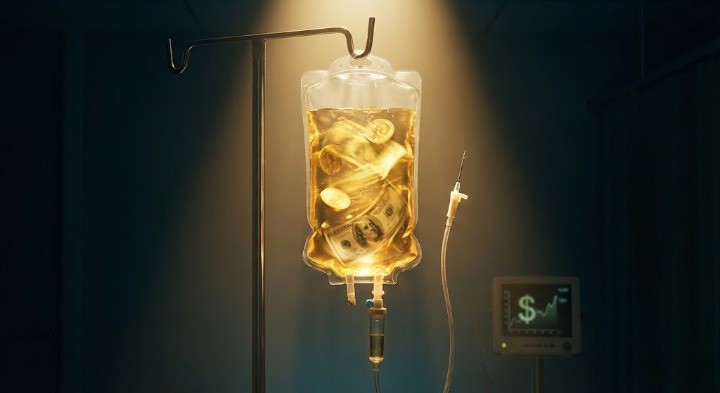 수액백에 마늘이 둥둥떠있는 이미지