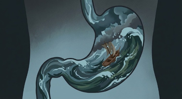 위장내에서 내용물들이 요동치는 이미지