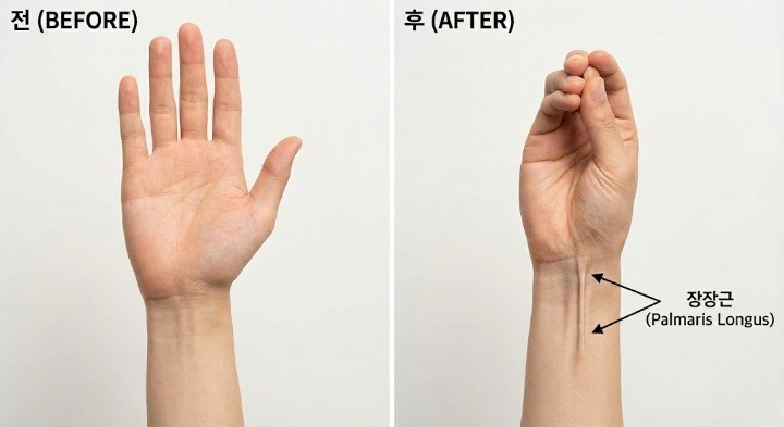 palmaris longus를 도드라지게 하는 이미지