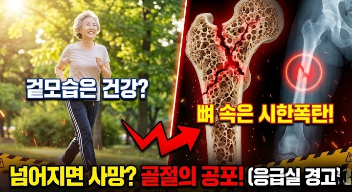 골다공증을 관리 안하면 골절로 사망할수도 있다는 이미지