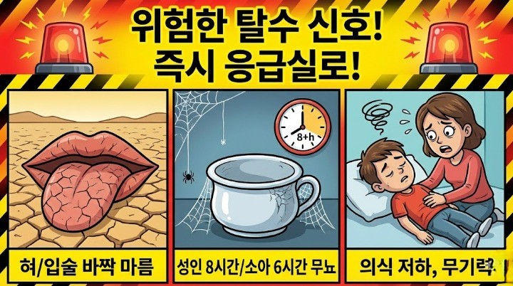 노로바이러스의 탈수신호이미지 3컷만화