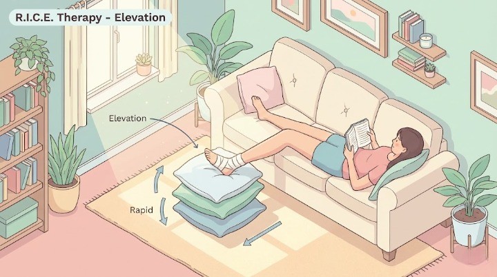 급성발목염좌에서의 PRICE를 설명하는 이미지