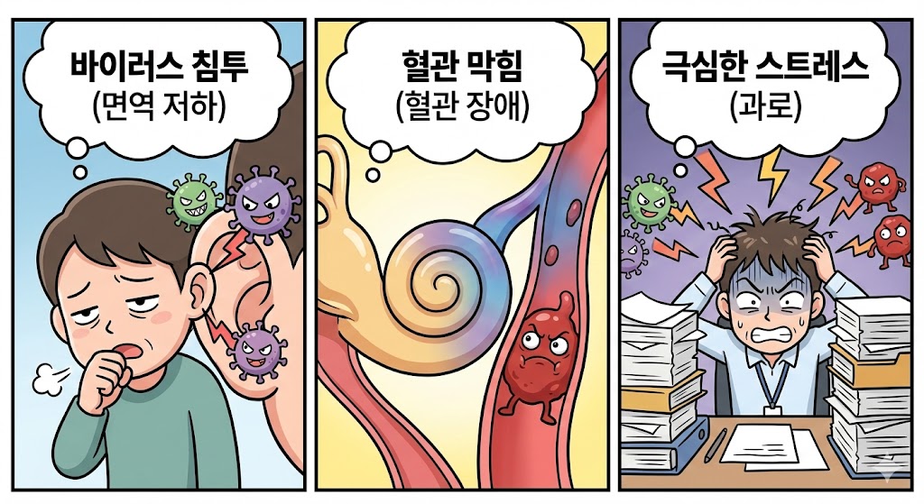 돌발성난청의 대표적인 원인 3가지 3컷만화